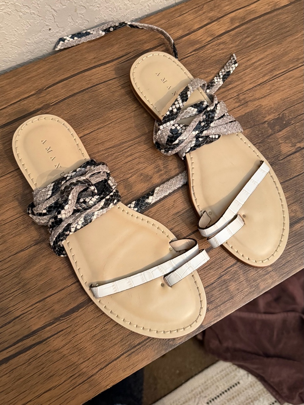AMANU | Python Printed Wrap Ankle Strap Sandals